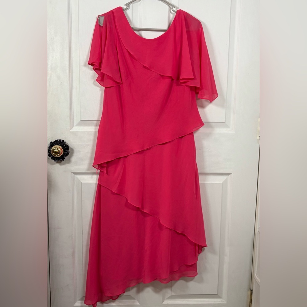 Ursula Of Switzerland Pink Dress Women’s 12 Asymmetrical Glinda Vintage Tiered